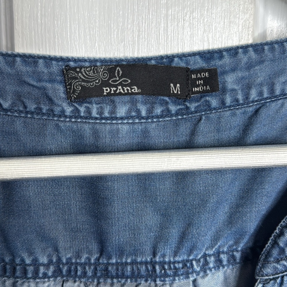 PrAna Talton Button Up Denim Tencel Sleeveless V-Neck Dress W1761 Sz M - Picture 5 of 11